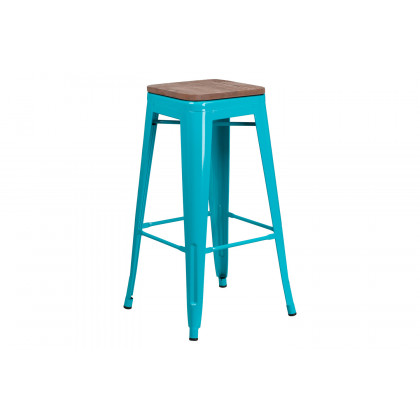 BLNK - Murray Backless Bar Stool with Square Wood Seat