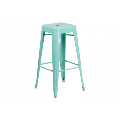 BLNK Kai Commercial Backless Indoor-Outdoor Bar Stool - Mint Green