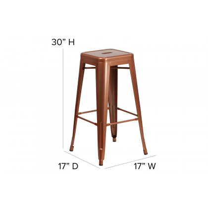 BLNK Kai Commercial Backless Indoor-Outdoor Bar Stool - Copper