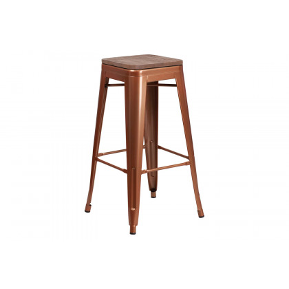 BLNK Murray Backless Bar Stool with Square Wood Seat - Copper