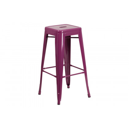 BLNK Kai Commercial Backless Indoor-Outdoor Bar Stool - Purple