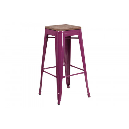 BLNK Murray Backless Bar Stool with Square Wood Seat - Purple