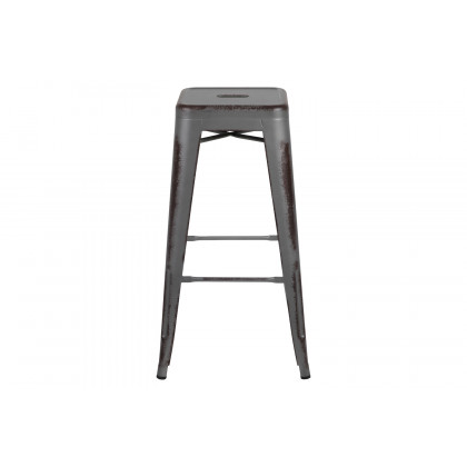 BLNK Kai Commercial Metal Backless Distressed Indoor-Outdoor Bar Stool - Silver Gray