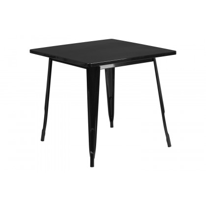 BLNK Felix Commercial Square Metal Indoor-Outdoor Table - Black