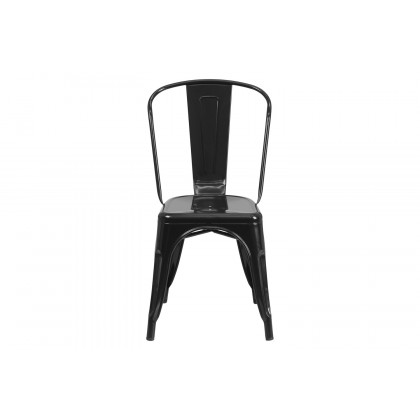 BLNK Foster Commercial Square Metal Indoor-Outdoor Table Set with 4 Stack Chairs - Black