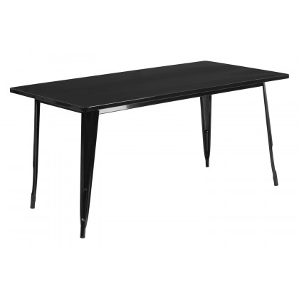 BLNK Charis Commercial Rectangular Metal Indoor-Outdoor Table - Black