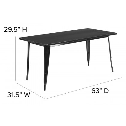 BLNK Charis Commercial Rectangular Metal Indoor-Outdoor Table - Black