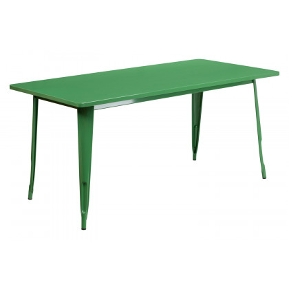 BLNK Charis Commercial Rectangular Metal Indoor-Outdoor Table - Green