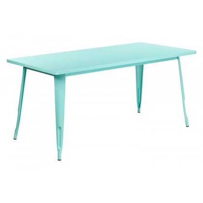 BLNK Charis Commercial Rectangular Metal Indoor-Outdoor Table - Mint Green