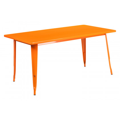 BLNK Charis Commercial Rectangular Metal Indoor-Outdoor Table - Orange