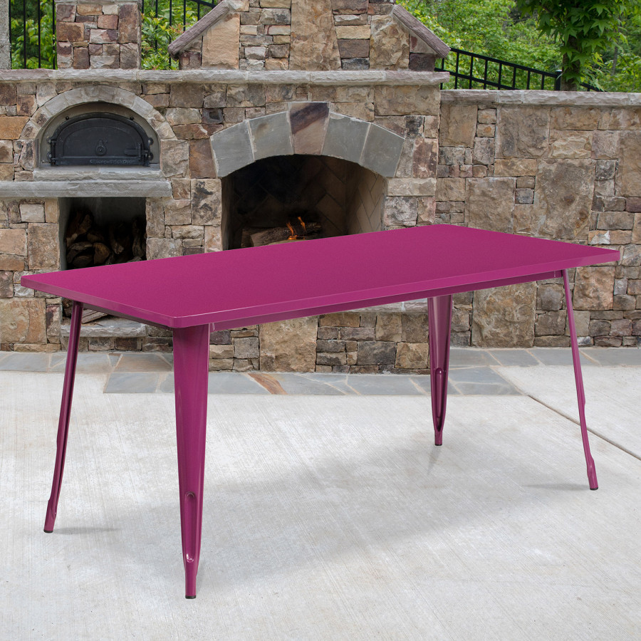 BLNK Charis Commercial Rectangular Metal Indoor-Outdoor Table - Purple