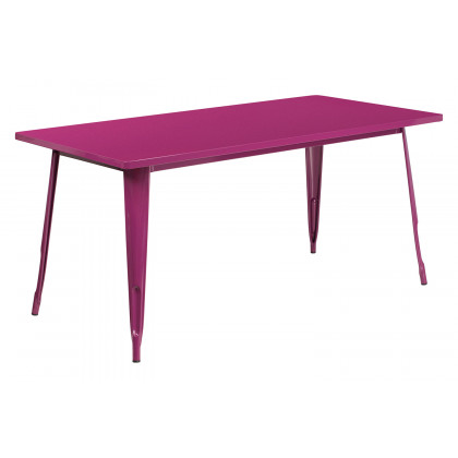 BLNK Charis Commercial Rectangular Metal Indoor-Outdoor Table - Purple