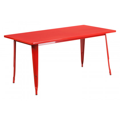 BLNK Charis Commercial Rectangular Metal Indoor-Outdoor Table - Red
