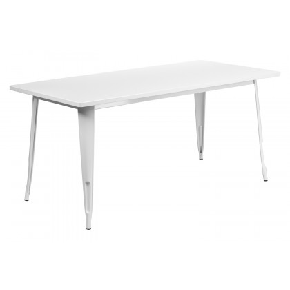 BLNK Charis Commercial Rectangular Metal Indoor-Outdoor Table - White