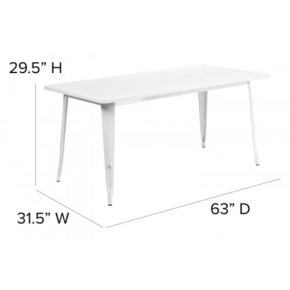 BLNK Charis Commercial Rectangular Metal Indoor-Outdoor Table - White