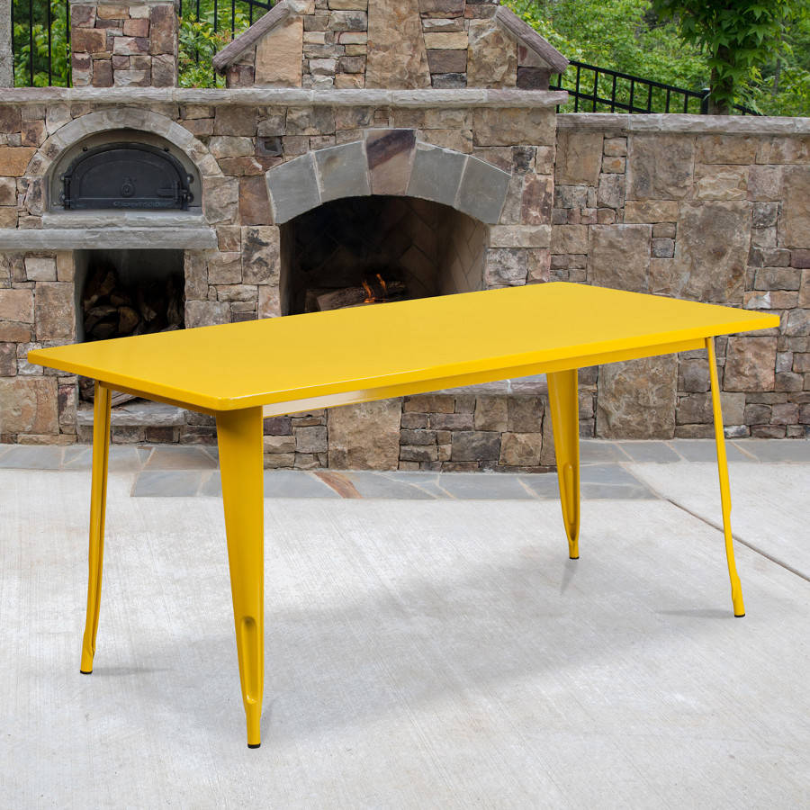 BLNK Charis Commercial Rectangular Metal Indoor-Outdoor Table - Yellow