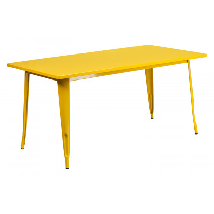 BLNK Charis Commercial Rectangular Metal Indoor-Outdoor Table - Yellow