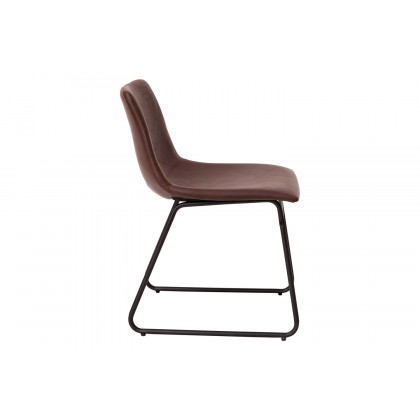 BLNK Butler LeatherSoft Table Height Dining Chair, Mid-Back Sled Base with Black Frame Set of 2 - Dark Brown