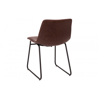 BLNK Butler LeatherSoft Table Height Dining Chair, Mid-Back Sled Base with Black Frame Set of 2 - Dark Brown