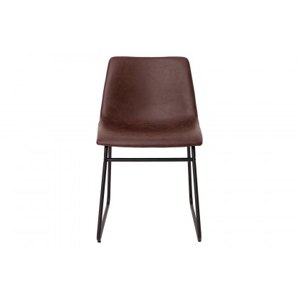 BLNK Butler LeatherSoft Table Height Dining Chair, Mid-Back Sled Base with Black Frame Set of 2 - Dark Brown