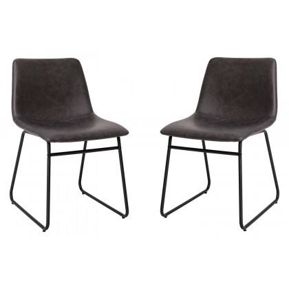 BLNK Butler LeatherSoft Table Height Dining Chair, Mid-Back Sled Base with Black Frame Set of 2 - Dark Gray