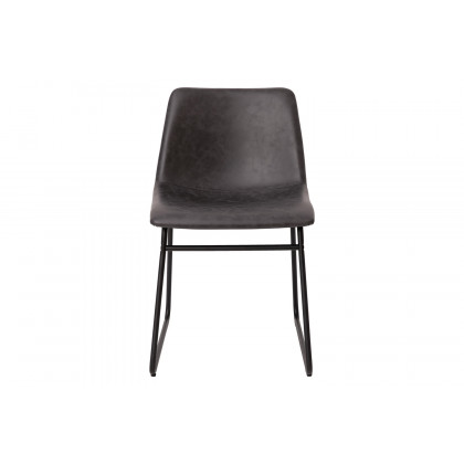 BLNK Butler LeatherSoft Table Height Dining Chair, Mid-Back Sled Base with Black Frame Set of 2 - Dark Gray