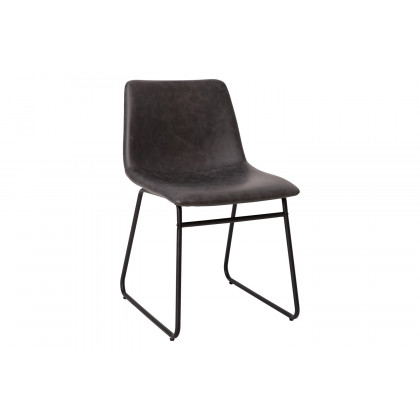BLNK Butler LeatherSoft Table Height Dining Chair, Mid-Back Sled Base with Black Frame Set of 2 - Dark Gray