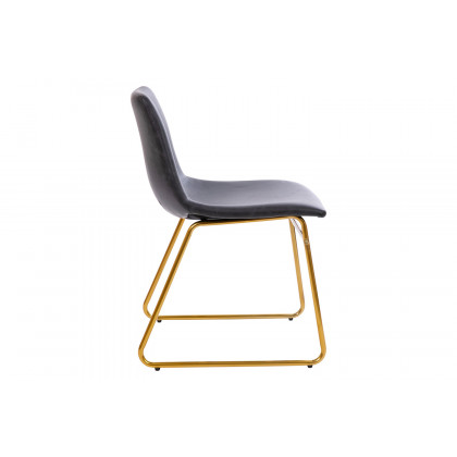 BLNK Butler LeatherSoft Table Height Dining Chair, Mid-Back Sled Base with Gold Frame Set of 2 - Dark Gray