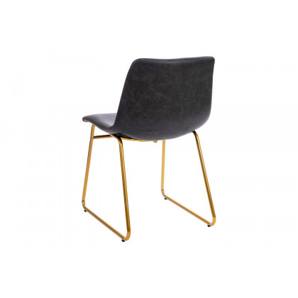 BLNK Butler LeatherSoft Table Height Dining Chair, Mid-Back Sled Base with Gold Frame Set of 2 - Dark Gray