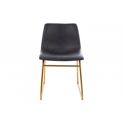 BLNK Butler LeatherSoft Table Height Dining Chair, Mid-Back Sled Base with Gold Frame Set of 2 - Dark Gray
