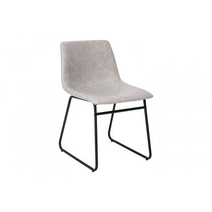 BLNK Butler LeatherSoft Table Height Dining Chair, Mid-Back Sled Base with Black Frame Set of 2 - Light Gray