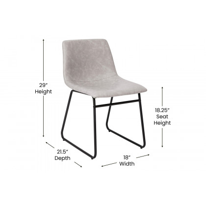 BLNK Butler LeatherSoft Table Height Dining Chair, Mid-Back Sled Base with Black Frame Set of 2 - Light Gray