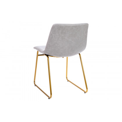 BLNK Butler LeatherSoft Table Height Dining Chair, Mid-Back Sled Base with Gold Frame Set of 2 - Light Gray