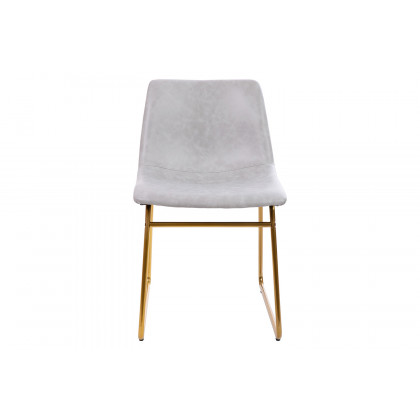BLNK Butler LeatherSoft Table Height Dining Chair, Mid-Back Sled Base with Gold Frame Set of 2 - Light Gray