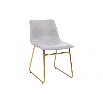 BLNK Butler LeatherSoft Table Height Dining Chair, Mid-Back Sled Base with Gold Frame Set of 2 - Light Gray
