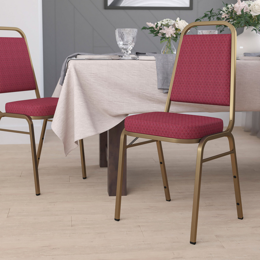 BLNK - HERCULES Series Fabric Trapezoidal Back Stacking Banquet Chair with Gold Frame