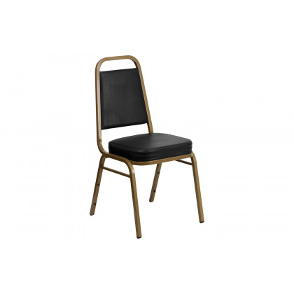 BLNK - HERCULES Series Vinyl Trapezoidal Back Stacking Banquet Chair with Gold Frame