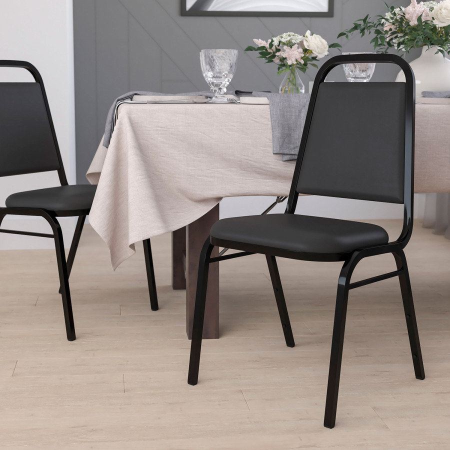 BLNK HERCULES Series Vinyl Trapezoidal Back Stacking Banquet Chair - Black, 34"H