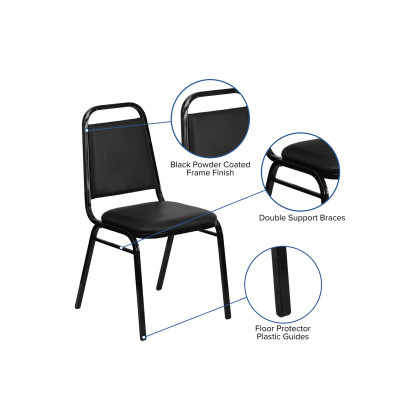 BLNK HERCULES Series Vinyl Trapezoidal Back Stacking Banquet Chair - Black, 34"H