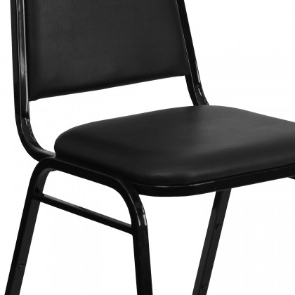 BLNK HERCULES Series Vinyl Trapezoidal Back Stacking Banquet Chair - Black, 34"H