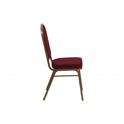 BLNK HERCULES Series Fabric Crown Back Stacking Banquet Chair with Gold Frame - Burgundy