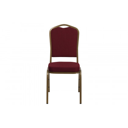 BLNK HERCULES Series Fabric Crown Back Stacking Banquet Chair with Gold Frame - Burgundy