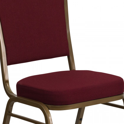 BLNK HERCULES Series Fabric Crown Back Stacking Banquet Chair with Gold Frame - Burgundy