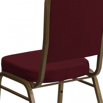 BLNK HERCULES Series Fabric Crown Back Stacking Banquet Chair with Gold Frame - Burgundy