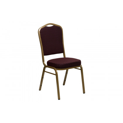 BLNK HERCULES Series Fabric Crown Back Stacking Banquet Chair with Gold Frame - Burgundy Patterned