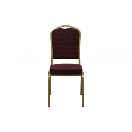 BLNK HERCULES Series Fabric Crown Back Stacking Banquet Chair with Gold Frame - Burgundy Patterned