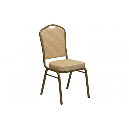 BLNK HERCULES Series Fabric Crown Back Stacking Banquet Chair with Gold Frame - Beige Patterned