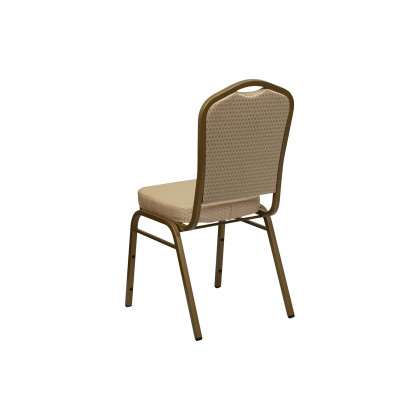 BLNK HERCULES Series Fabric Crown Back Stacking Banquet Chair with Gold Frame - Beige Patterned