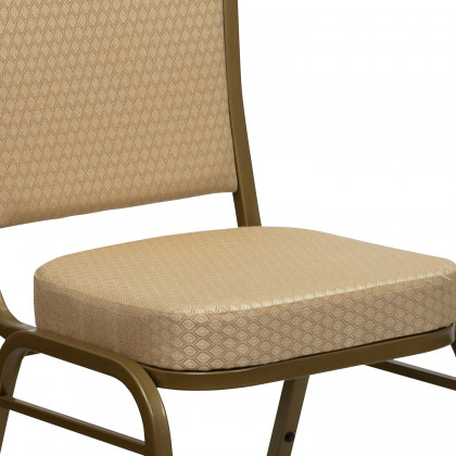 BLNK HERCULES Series Fabric Crown Back Stacking Banquet Chair with Gold Frame - Beige Patterned
