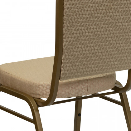 BLNK HERCULES Series Fabric Crown Back Stacking Banquet Chair with Gold Frame - Beige Patterned